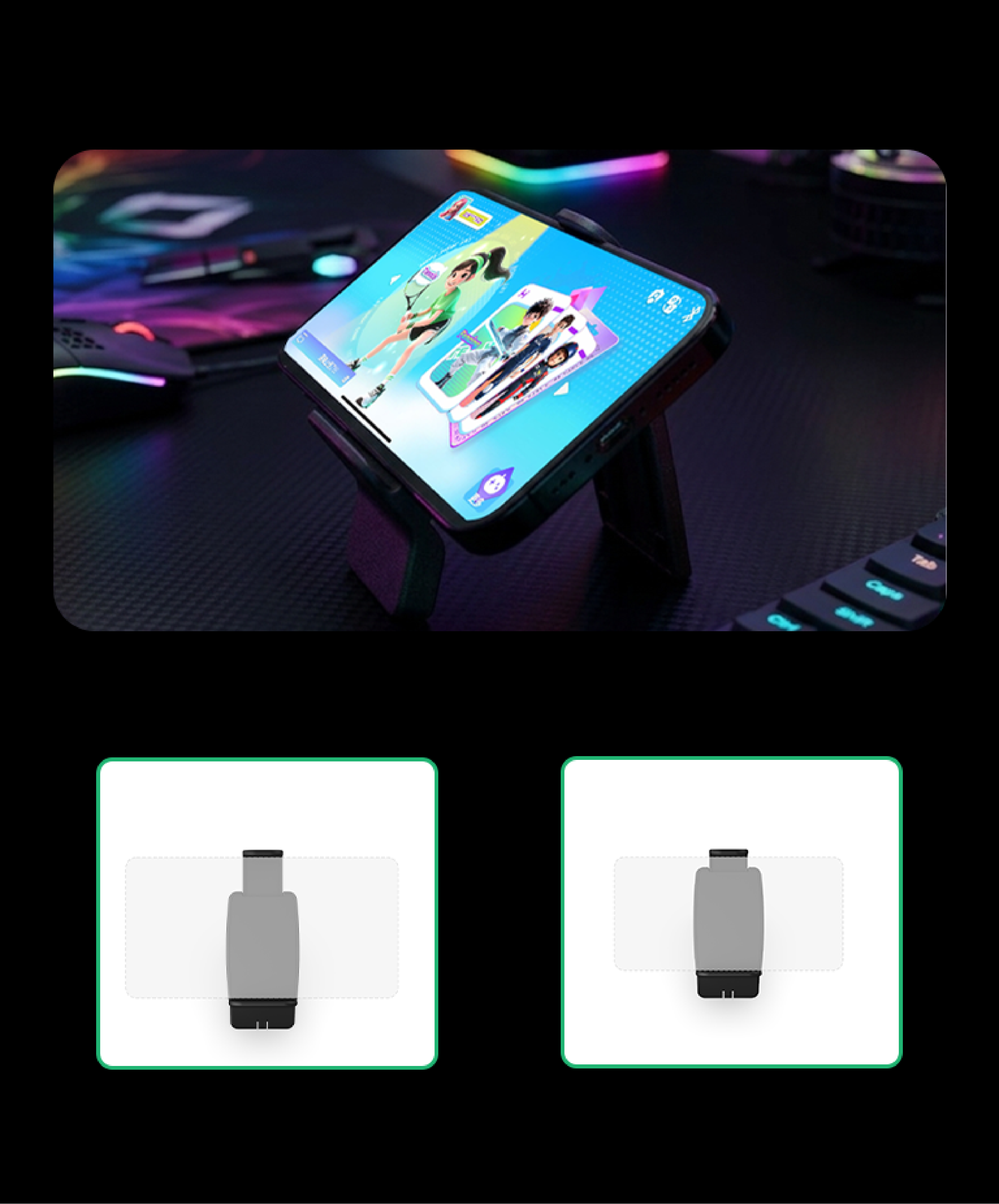 L06 detachable adjustable phone stand for desktop gaming with support for different smartphone sizes