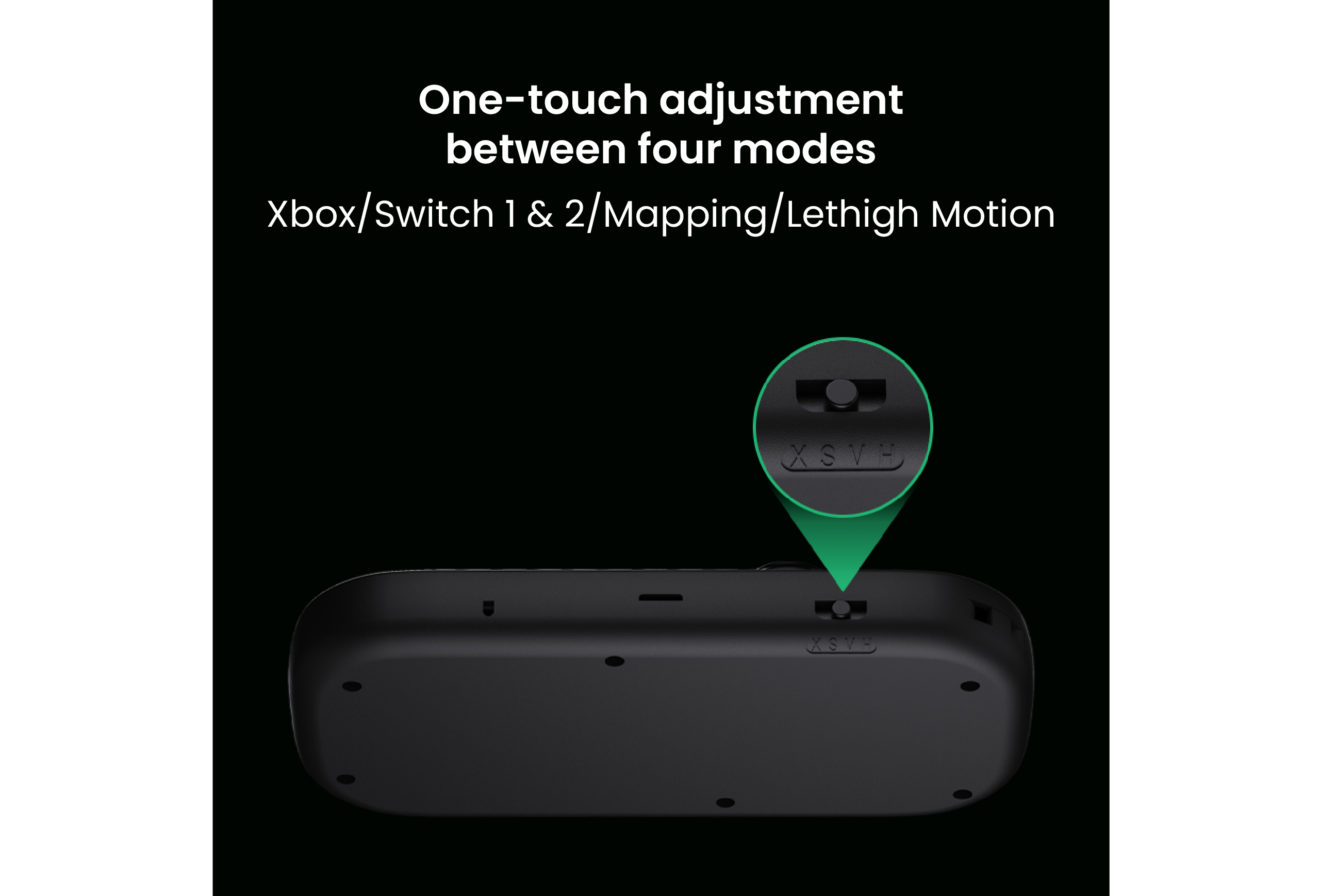 One-touch adjustment between four modes