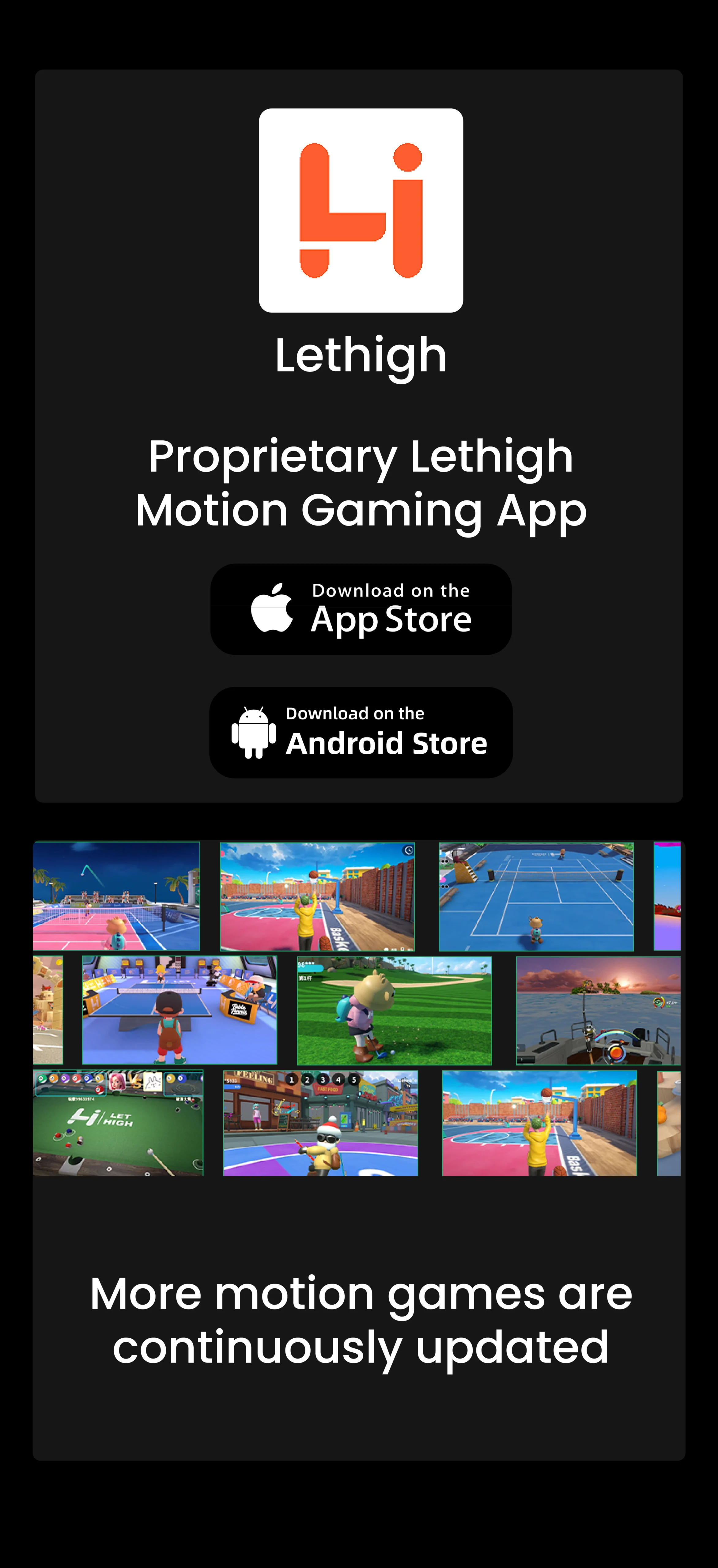 LETHIGH Motion Gaming App with continuously updated motion-controlled games for Android and iOS